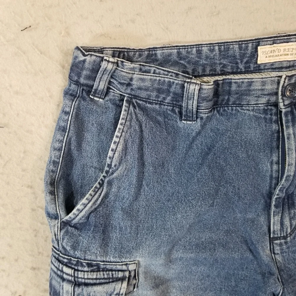 Island Republic cargo hiking shorts men's 38x9 Comfort waist blue denim outdoor‎